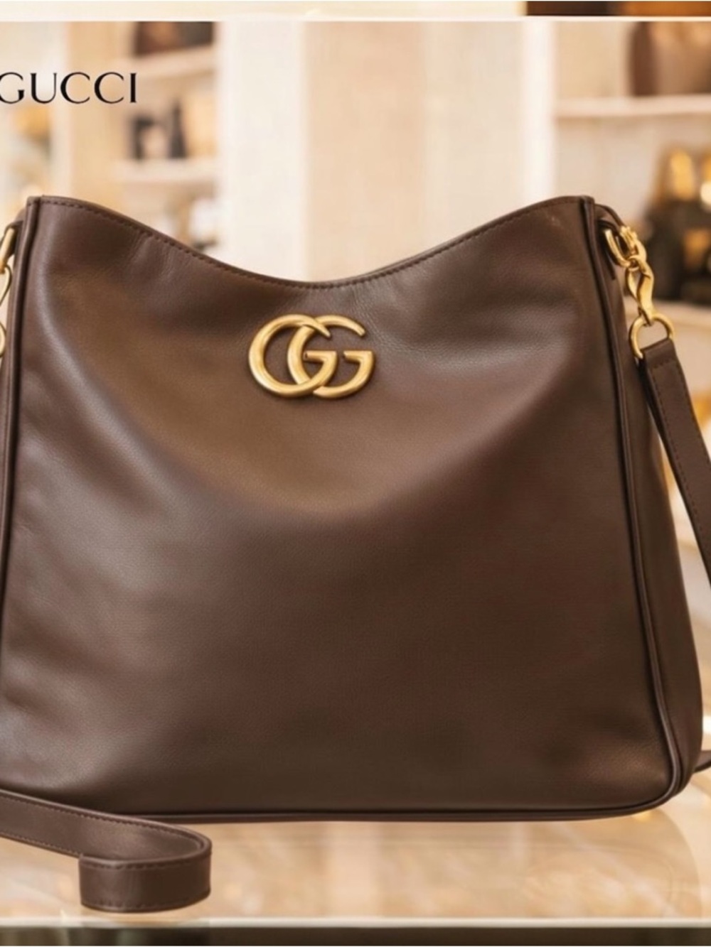 AUTHENTIC GUCCI HOBO BAG IF GODIVA MADE HANDBAGS THIS IS DARK CHOCOLATE.